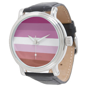 SlipperyJoe's Lesbian Pride flag feminine Lipstick Watch