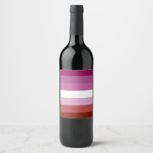 SlipperyJoe's Lesbian Pride flag feminine Lipstick Wine Label