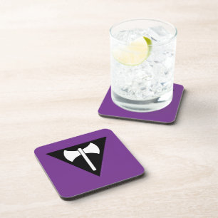 SlipperyJoe's Lesbian Pride flag Labrys ax triangl Coaster