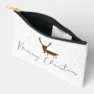 SlipperyJoe's line art silhouette reindeer minimal Accessory Pouch