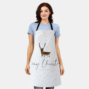 SlipperyJoe's line art silhouette reindeer minimal Apron