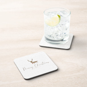 SlipperyJoe's line art silhouette reindeer minimal Coaster