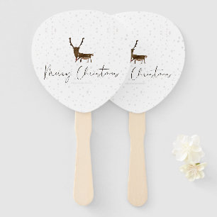 SlipperyJoe's line art silhouette reindeer minimal Hand Fan