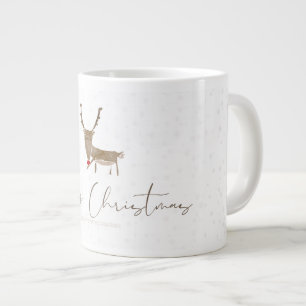 SlipperyJoe's line art silhouette reindeer minimal Large Coffee Mug