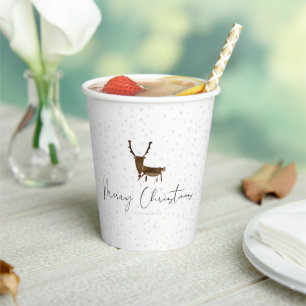 SlipperyJoe's line art silhouette reindeer minimal Paper Cups
