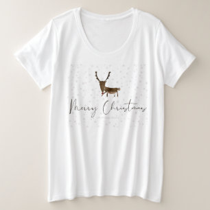 SlipperyJoe's line art silhouette reindeer minimal Plus Size T-Shirt
