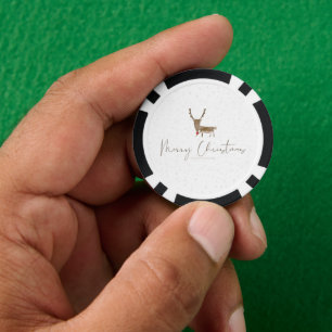 SlipperyJoe's line art silhouette reindeer minimal Poker Chips