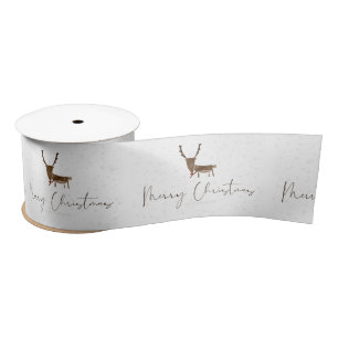 SlipperyJoe's line art silhouette reindeer minimal Satin Ribbon