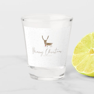 SlipperyJoe's line art silhouette reindeer minimal Shot Glass
