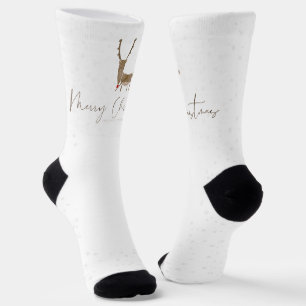 SlipperyJoe's line art silhouette reindeer minimal Socks