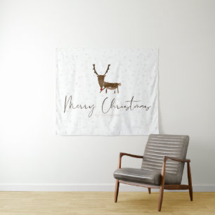 SlipperyJoe's line art silhouette reindeer minimal Tapestry