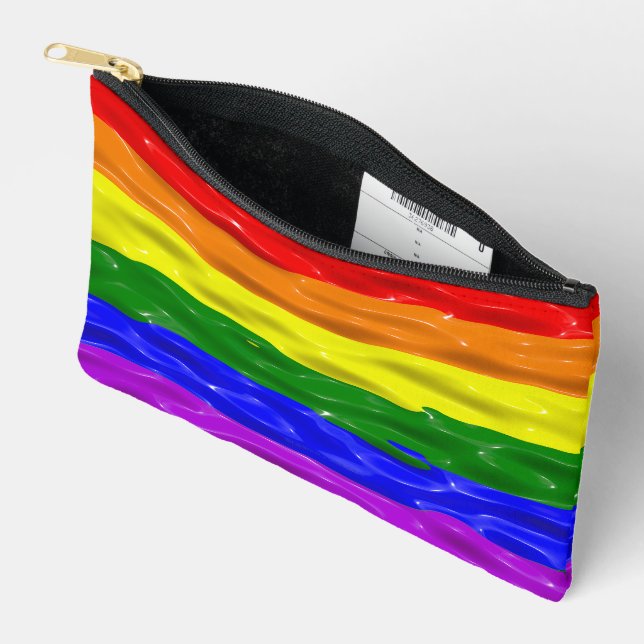 SlipperyJoe's liquid gloss pride flag red orange y Accessory Pouch (Open)
