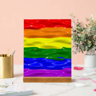 SlipperyJoe's liquid gloss pride flag red orange y Acrylic Sign