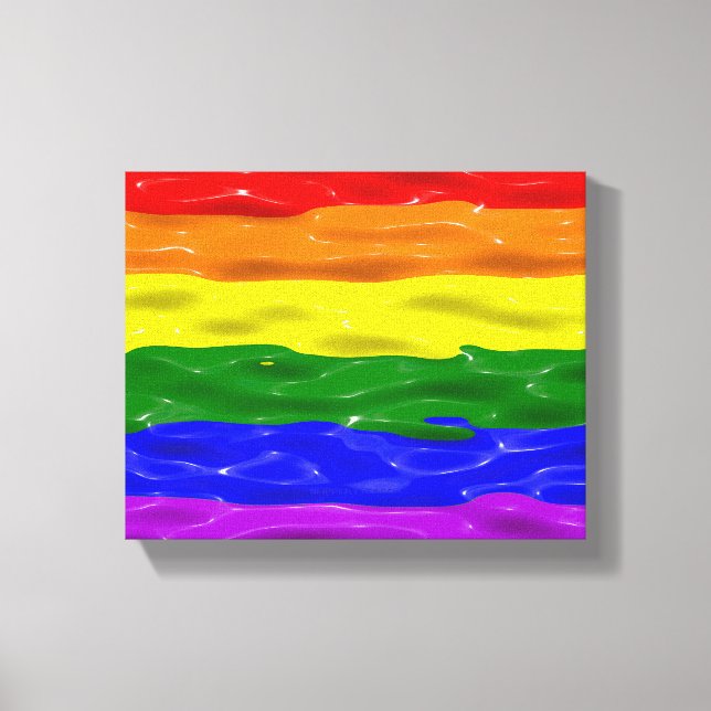 SlipperyJoe's liquid gloss pride flag red orange y Canvas Print (Front)