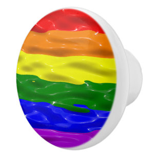 SlipperyJoe's liquid gloss pride flag red orange y Ceramic Knob