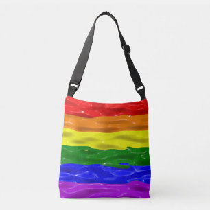 SlipperyJoe's liquid gloss pride flag red orange y Crossbody Bag