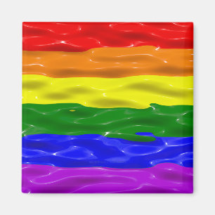 SlipperyJoe's liquid gloss pride flag red orange y Magnet