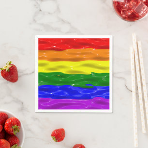 SlipperyJoe's liquid gloss pride flag red orange y Napkin