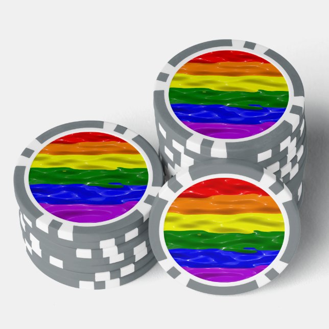 SlipperyJoe's liquid gloss pride flag red orange y Poker Chips (Stack)