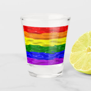 SlipperyJoe's liquid gloss pride flag red orange y Shot Glass