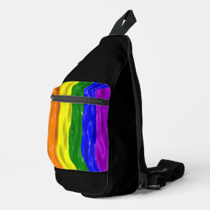 SlipperyJoe's liquid gloss pride flag red orange y Sling Bag