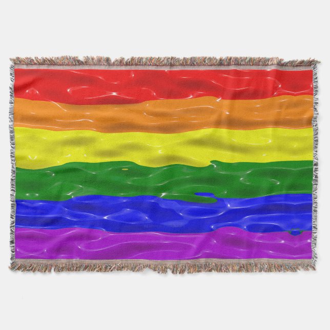 SlipperyJoe's liquid gloss pride flag red orange y Throw Blanket (Front)