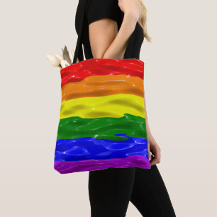 SlipperyJoe's liquid gloss pride flag red orange y Tote Bag