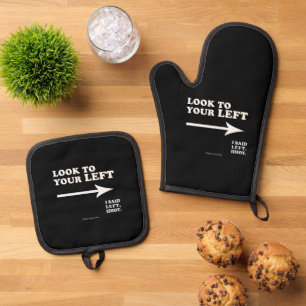 SlipperyJoe's look to your left thick geometric ce Oven Mitt & Pot Holder Set