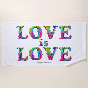 SlipperyJoe's love is love spray paint gay pride c Beach Towel