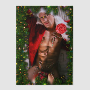 SlipperyJoe's male chest six pack stomach bare tor Vellum Invitations