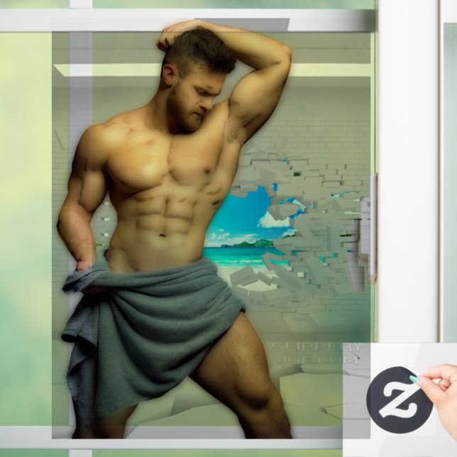 SlipperyJoe's Man towel broken white brick wall ba (Home)