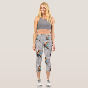 SlipperyJoe's Man towel broken white brick wall ba Capri Leggings