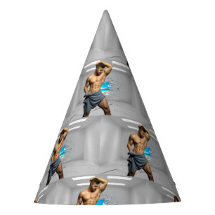 SlipperyJoe's Man towel broken white brick wall ba Party Hat