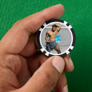 SlipperyJoe's Man towel broken white brick wall ba Poker Chips
