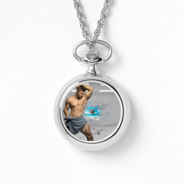 SlipperyJoe's Man towel broken white brick wall ba Watch (Front)