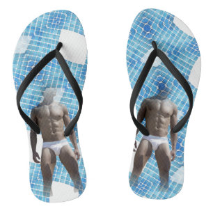 SlipperyJoe's Man underwear 6-pack chest abs male Jandals
