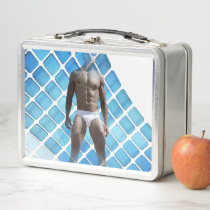 SlipperyJoe's Man underwear 6-pack chest abs male Metal Lunch Box