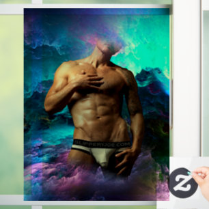 SlipperyJoe's Man underwear bulge purple blue abst