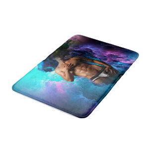 SlipperyJoe's Man underwear bulge purple blue abst Bath Mat