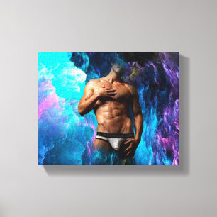 SlipperyJoe's Man underwear bulge purple blue abst Canvas Print