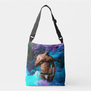 SlipperyJoe's Man underwear bulge purple blue abst Crossbody Bag