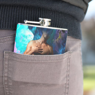 SlipperyJoe's Man underwear bulge purple blue abst Hip Flask