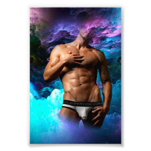 SlipperyJoe's Man underwear bulge purple blue abst Photo Print
