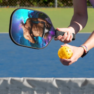 SlipperyJoe's Man underwear bulge purple blue abst Pickleball Paddle