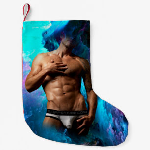 SlipperyJoe's Man underwear bulge purple blue abst Small Christmas Stocking
