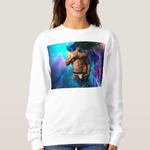 SlipperyJoe's Man underwear bulge purple blue abst Sweatshirt