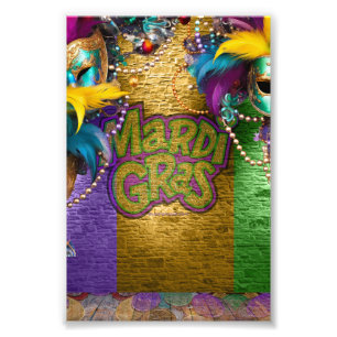 SlipperyJoe's Mardi Gras Bead Necklaces doubloons Photo Print