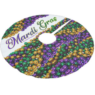SlipperyJoe's Mardi Gras Bead Necklaces purple gol Brushed Polyester Tree Skirt