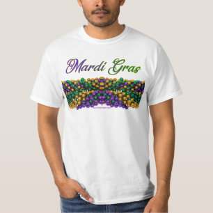 SlipperyJoe's Mardi Gras Bead Necklaces purple gol T-Shirt