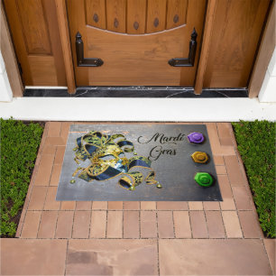 SlipperyJoe's Mardi Gras celebration decorative Ve Doormat